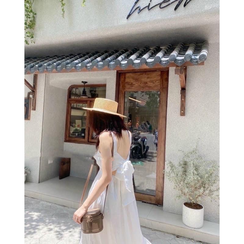 Đầm - Váy Babydoll hai dây buộc nơ lưng Ulzzang