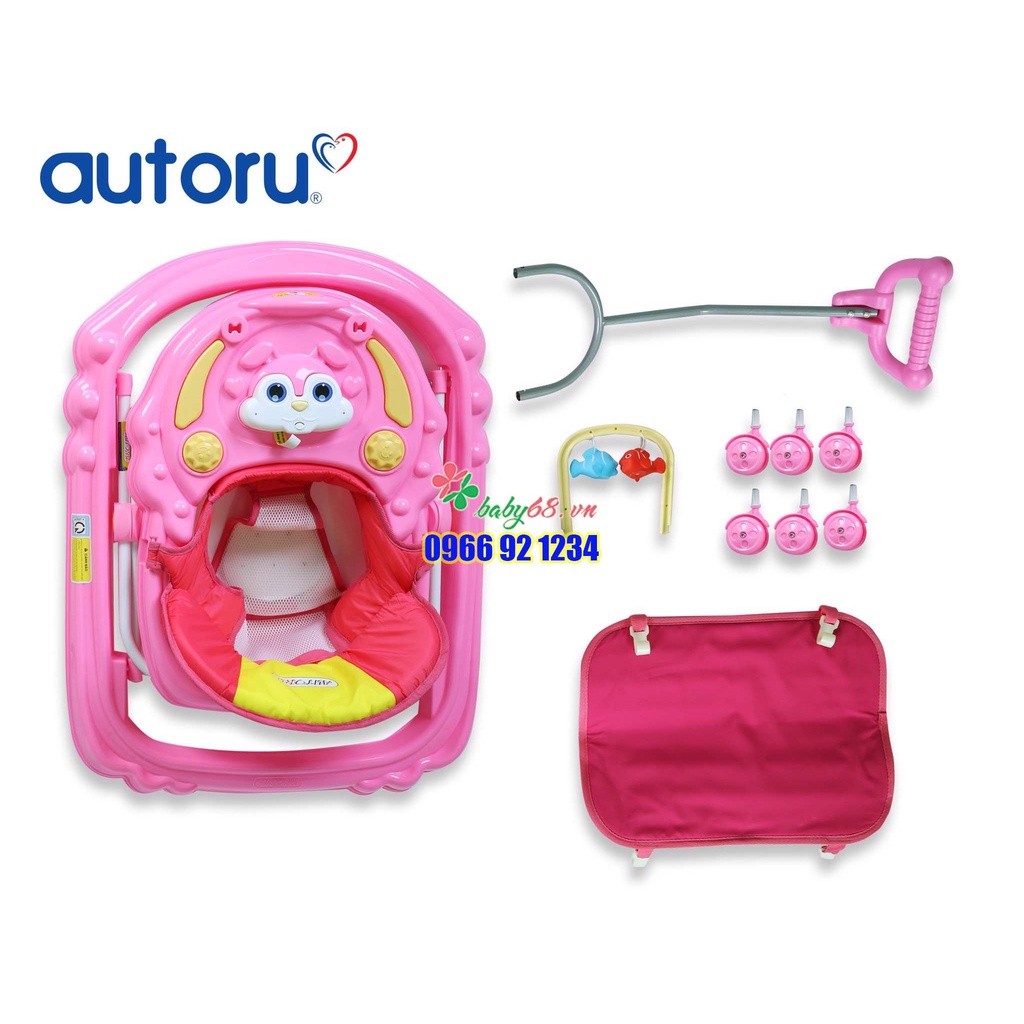 Xe tập đi nhựa hình thỏ Autoru AUBW04 - có nhạc, cây đẩy và lót chân