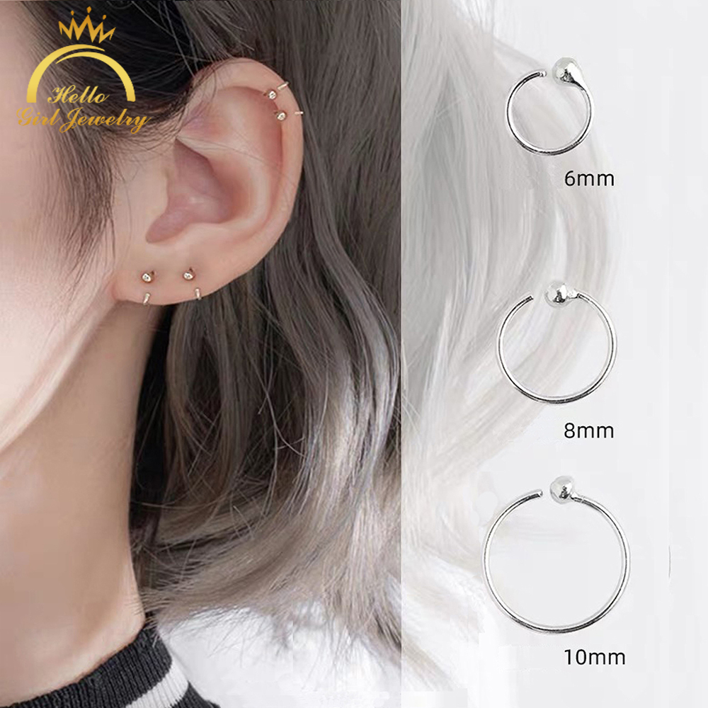 Khuyên Tai Bạc Dạng Hạt Tròn Nhỏ Đơn Giản Không Gây Dị Ứng Thời Trang Cho Nữ