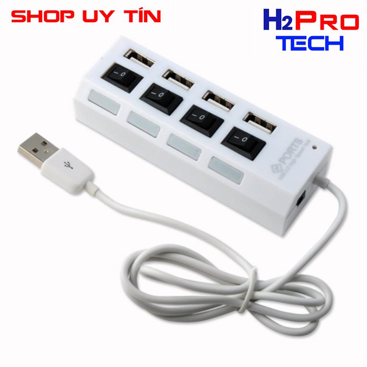 Bộ chia 1 cổng USB 2.0 thành 4 Cổng USB 2.0 có công tắc (Trắng)