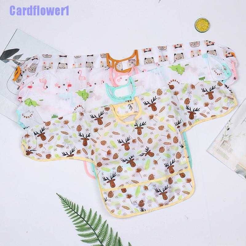 Yếm Ăn Tay Dài Chống Thấm Nước Họa Tiết Nghệ Thuật Kèm Túi Cho Bé