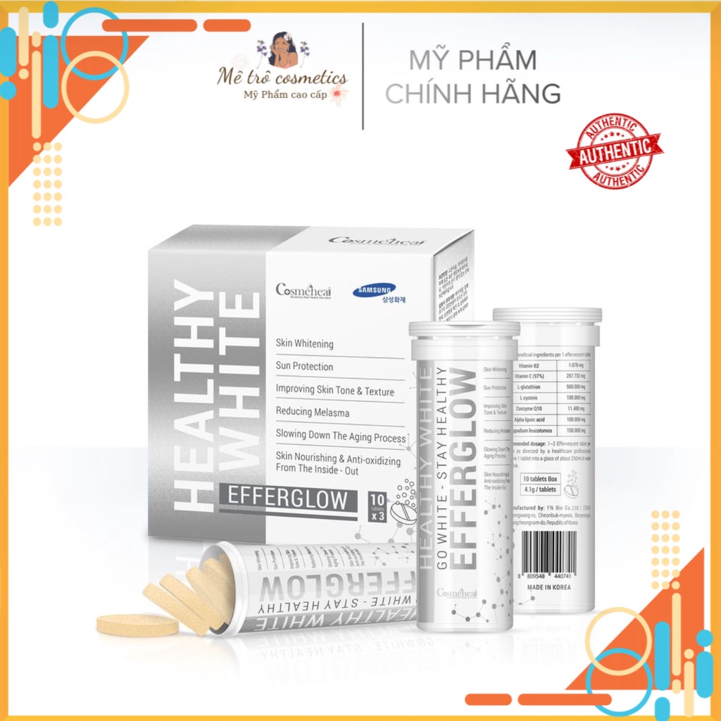 Hàng Chính Hãng - Viên Sủi Trắng Da Cosmeheal Heathy White Efferglow