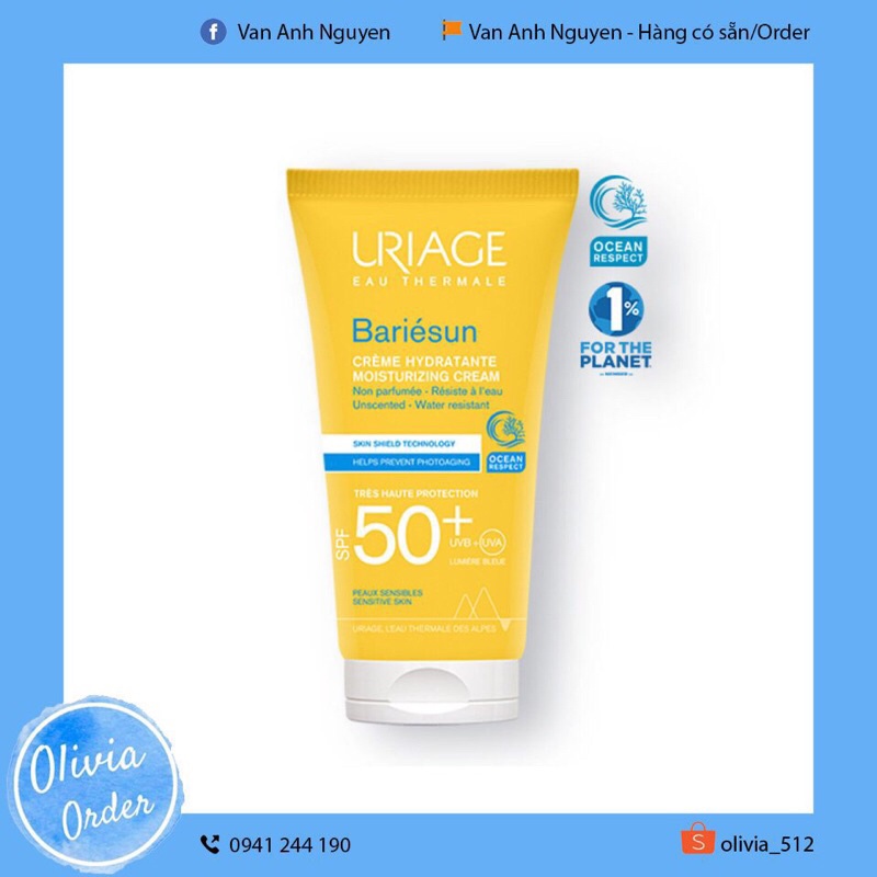 Kem Chống Nắng Uriage Bariesun SPF50 Creme San Parfume (1 hộp)