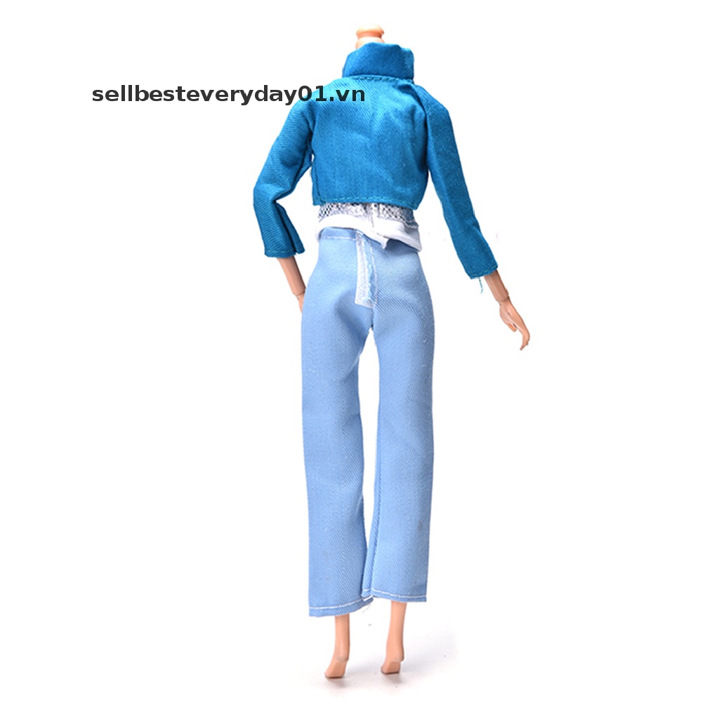 Set trang phục 3 món áo hai dây áo khoác và quần thời trang dành cho búp bê barbie