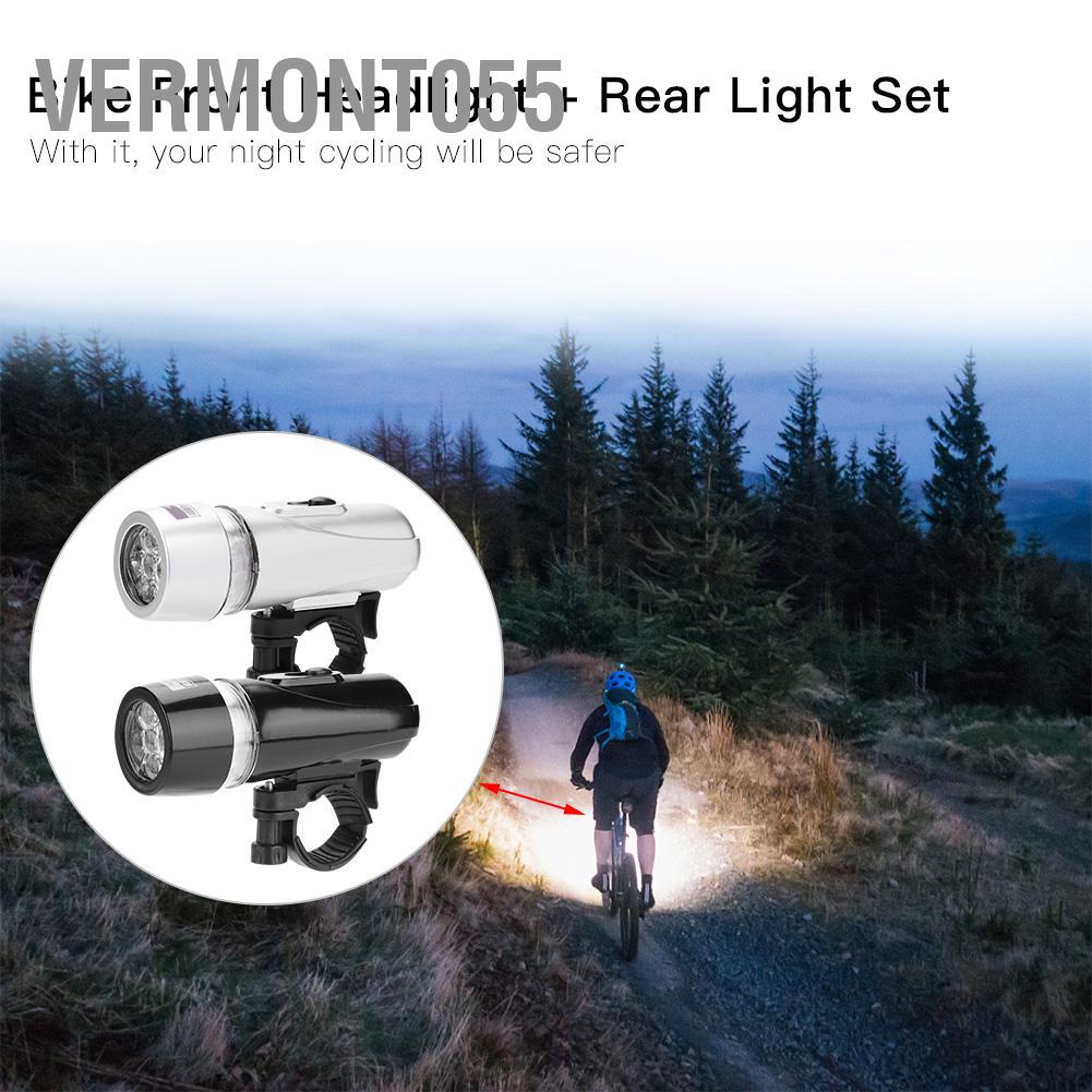 Có thể bán buôn Set đèn 5 LED trước và sau xe đạp chống thấm nước an toàn vermont055 Hàng giao ngay