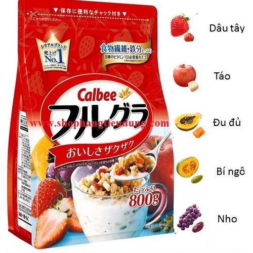 NGŨ CỐC CALBEE NHẬT BẢN 750gr - LÁ TÍA TÔ