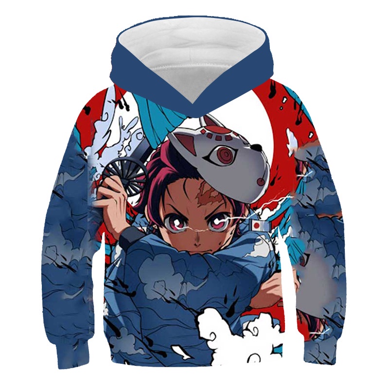 Áo Hoodie In Hình Anime Demon Slayer 3D Phong Cách Harajuku Cho Bé