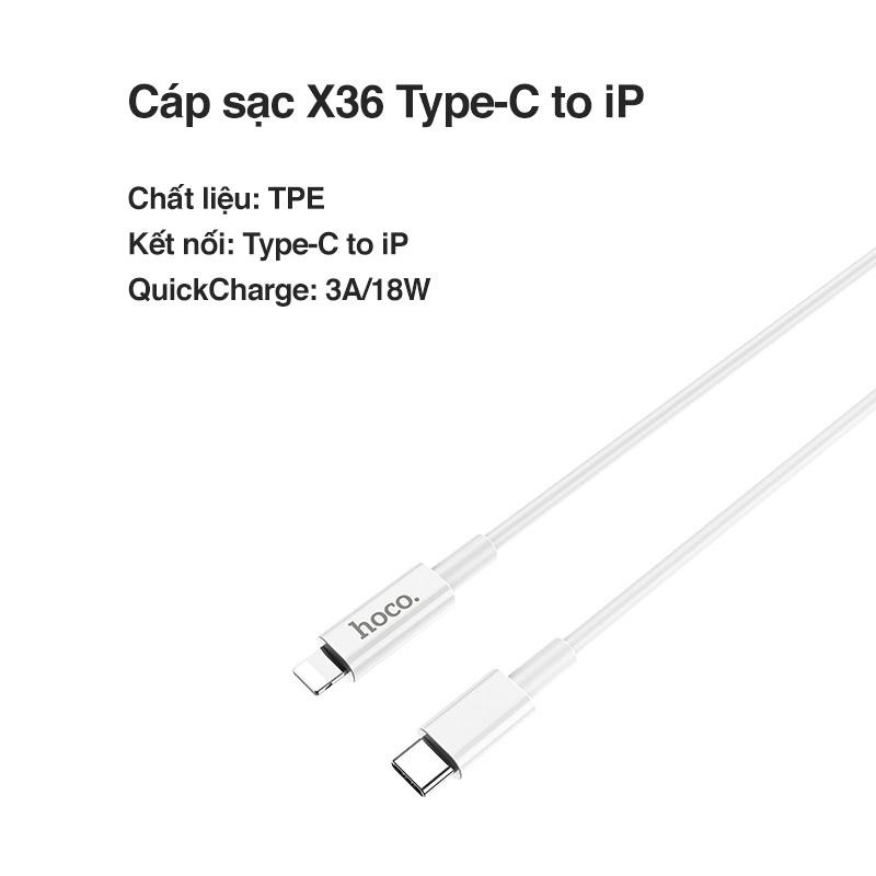 Cáp sạc Hoco X36 hỗ trợ sạc nhanh 3A và PD18W cao cấp dây dài 1m