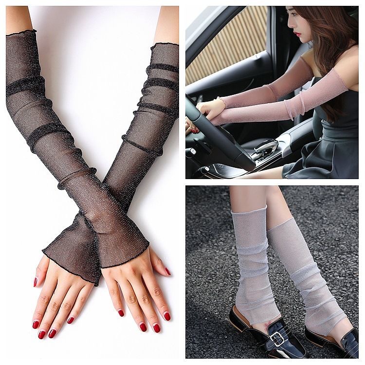 Găng Tay Dài Hở Ngón Chống Nắng/ Tia UV Thoáng Khí Thời Trang Mùa Hè Cho Nữ