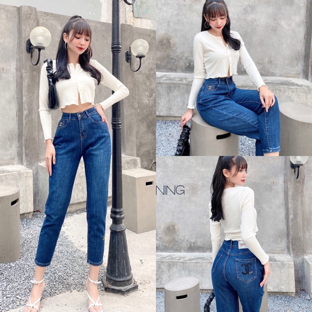 Quần Jean Nữ Dáng Baggy Cạp Lưng Cao Trơn 🥑 Hàng Cao Cấp 🥑 Quần Bò Nữ Co Giãn [Ảnh thật] #BY88.11