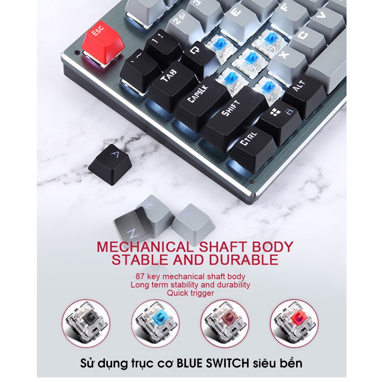 Bàn phím Cơ, Bluetooth Không Dây Pin Sạc K950 LED | phím blue switch cho máy tính pc laptop, điện thoại, máy tính bảng