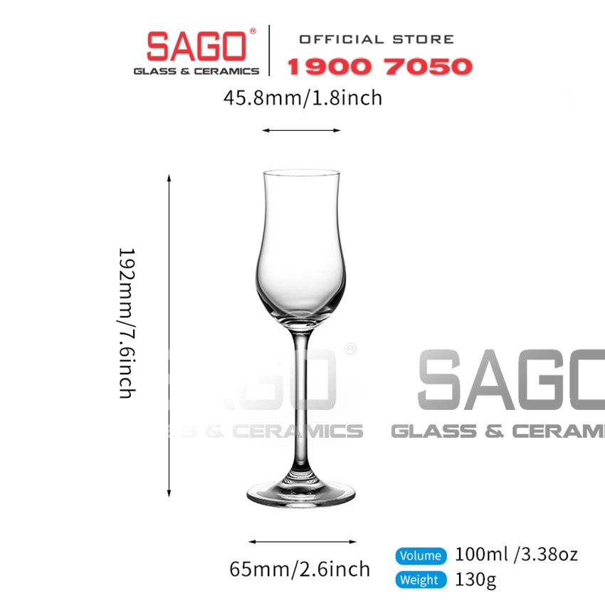 Ly thủy Tinh Pha Lê IDELITA RHINE CHARM Sherry Crystal Glasses 100ml