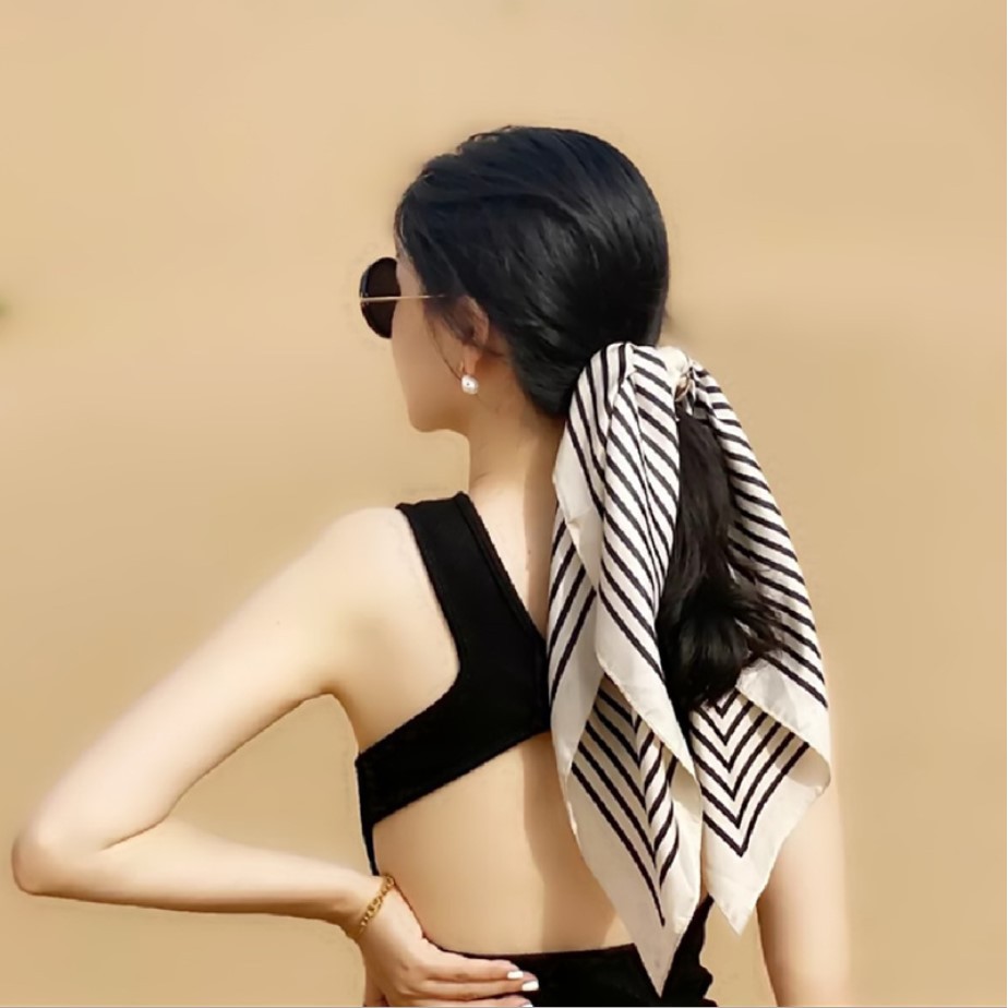 Khăn lụa vuông thời trang 70 70x70cm turban bandana cao cấp, làm áo yếm khăn trùm đầu rực rỡ