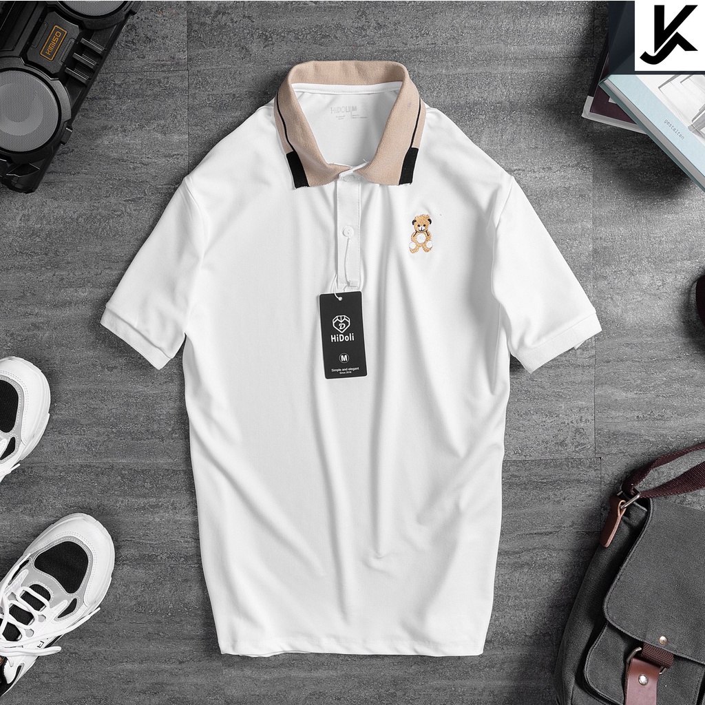 Áo Thun Nam Thiết Kế Cổ Bẻ Phong Cách (Nhiều Màu), Áo Polo gấu Thiết Kế Trang Nhã Thanh Lịch, Vải Cotton Co Giãn 4 Chiều