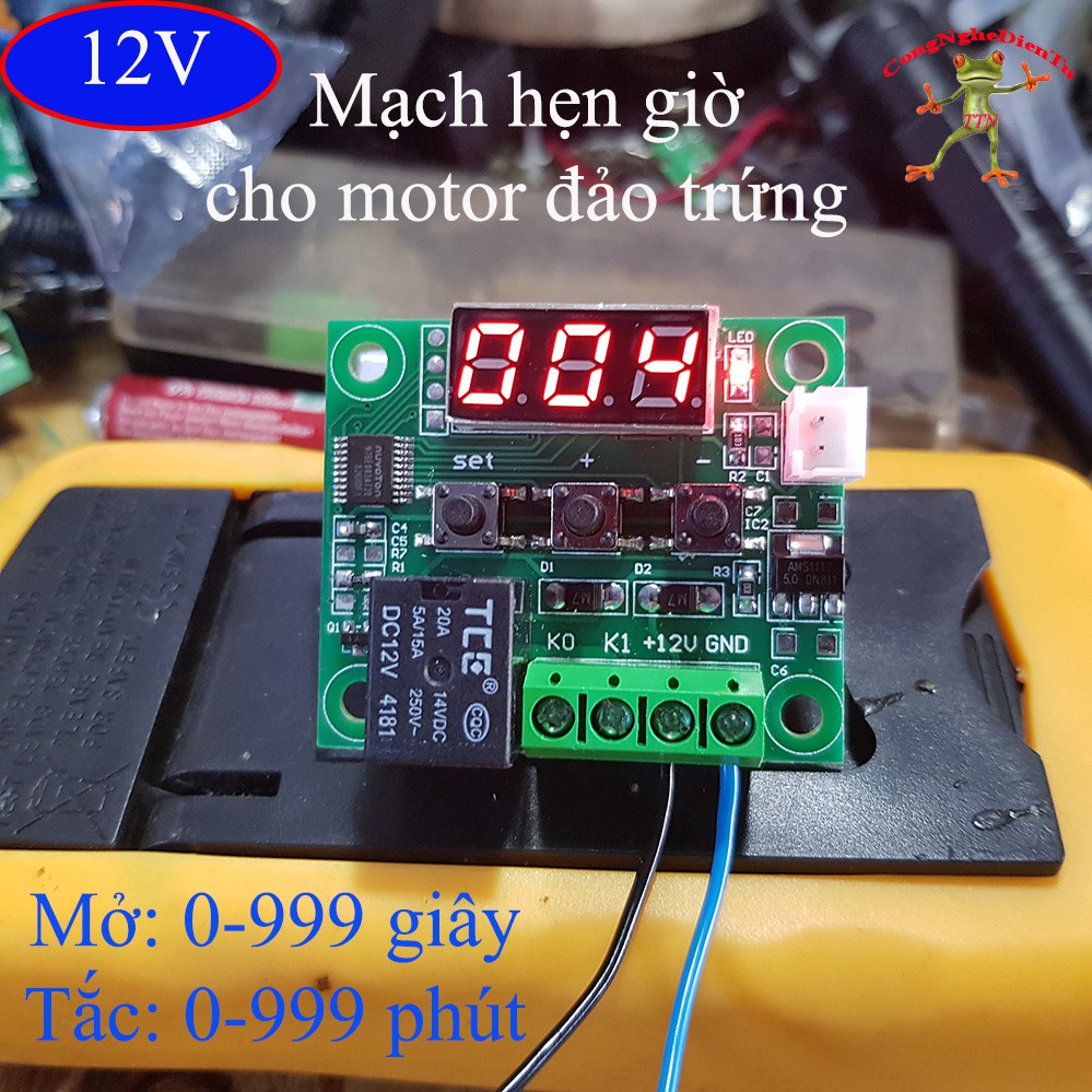 Module mạch hẹn giờ 12V tặng  vỏ mêca dùng đảo trứng