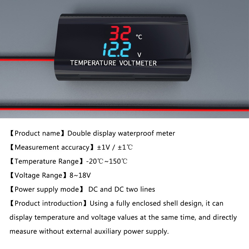 Vôn Kế Kỹ Thuật Số DC 12V Chuyên Dụng Cho Xe Mô Tô