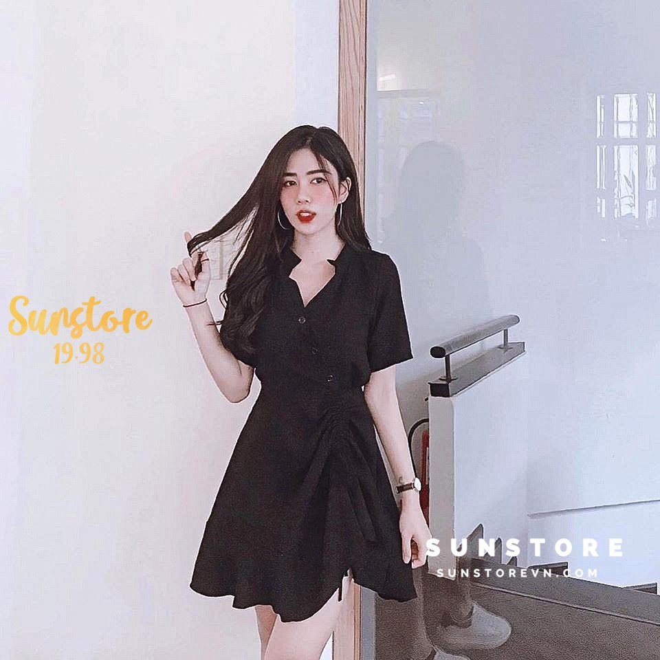 Đầm dáng xòe đắp chéo dây rút thân váy manri dress cực xinh