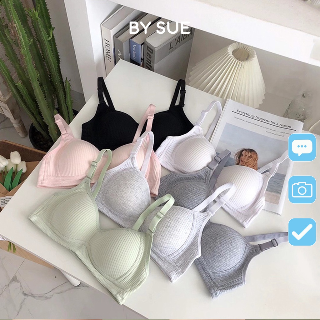 Áo lót nữ mút vừa không gọng màu trơn pastel nâng ngực tự nhiên BY SUE AN01