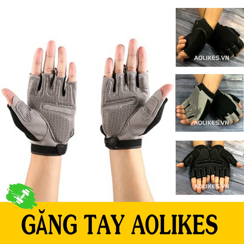 Găng Tay Thể Hình, Bao Tay Hỗ Trợ Tập GYM Chính Hãng AOLIKES (Đôi) - Xám/Đen