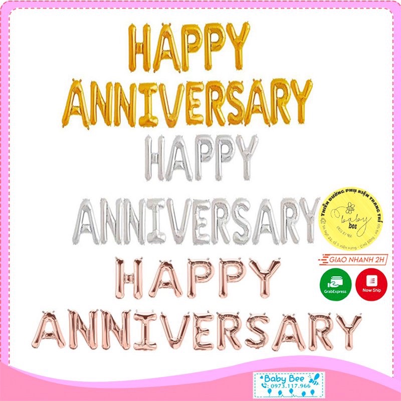 Bộ chữ HAPPY ANNIVERSARY (đã bao gồm băng keo)