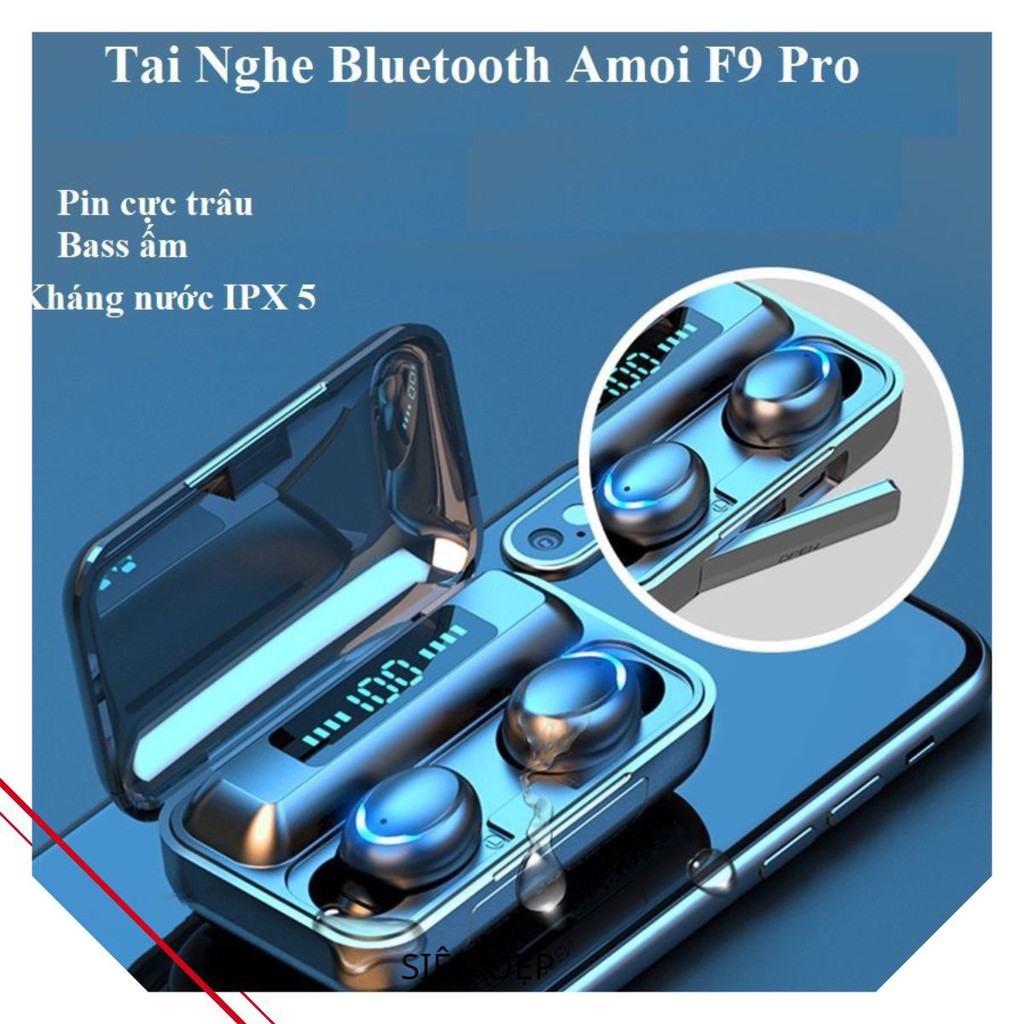 Tai Nghe Bluetooth Không Dây Nhét Tai 5.0 Amoi F9 Pro Nút Cảm Ứng Kiêm Sạc Pin Dự Phòng THANHTHUSHOP04