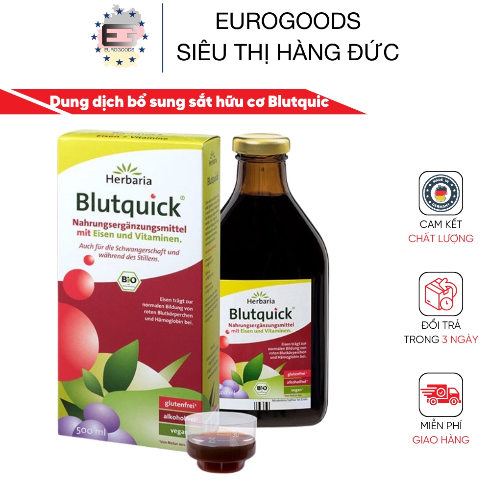 Bổ sung Sắt ⚡ CAM KẾT CHẤT LƯỢNG ⚡ Dung dịch bổ sung sắt hữu cơ Blutquick nội địa Đức không gây nóng, mụn, cực an toàn