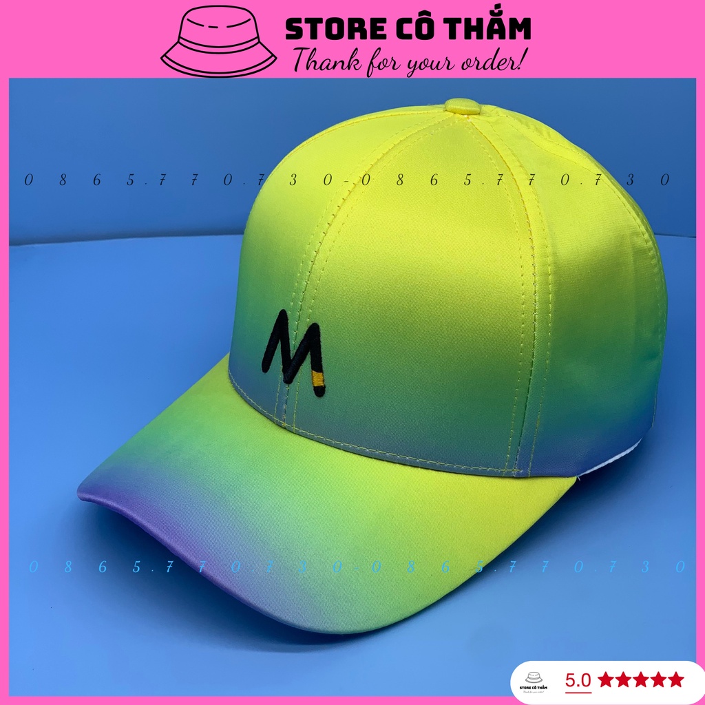 Nón kết M loang màu cá tính, Mũ Lưỡi Trai Thêu Chữ M Sắc Nét phong cách nam nữ