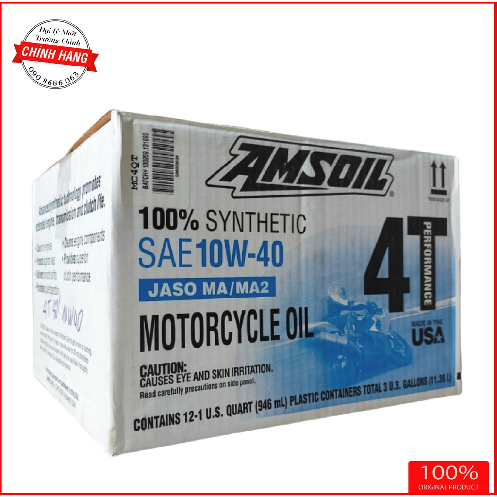 Thùng nhớt Amsoil 10W40 4T Performance 12 bình dành cho xe số