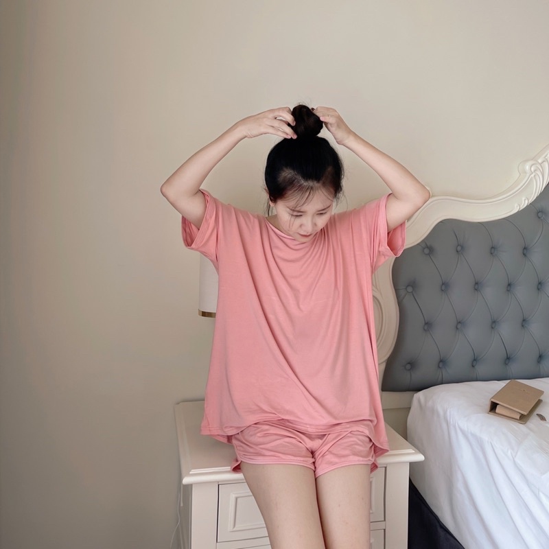 Bộ đồ cộc tay nữ Batala dáng rộng mặc nhà đi chơi chất cotton lụa cao cấp kiểu dáng Hàn quốc áo thụng quần đùi