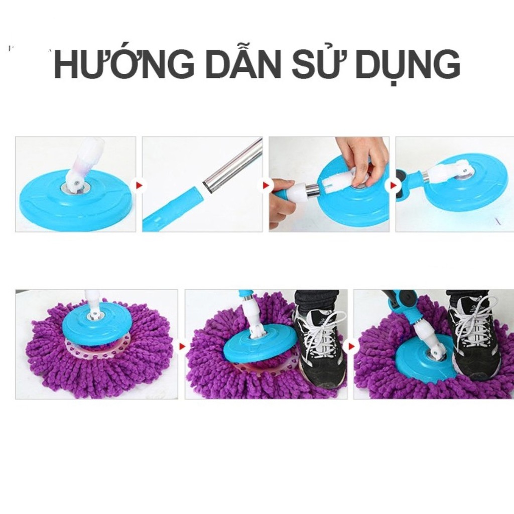 Cây lau nhà rời 360 độ bông lau tím