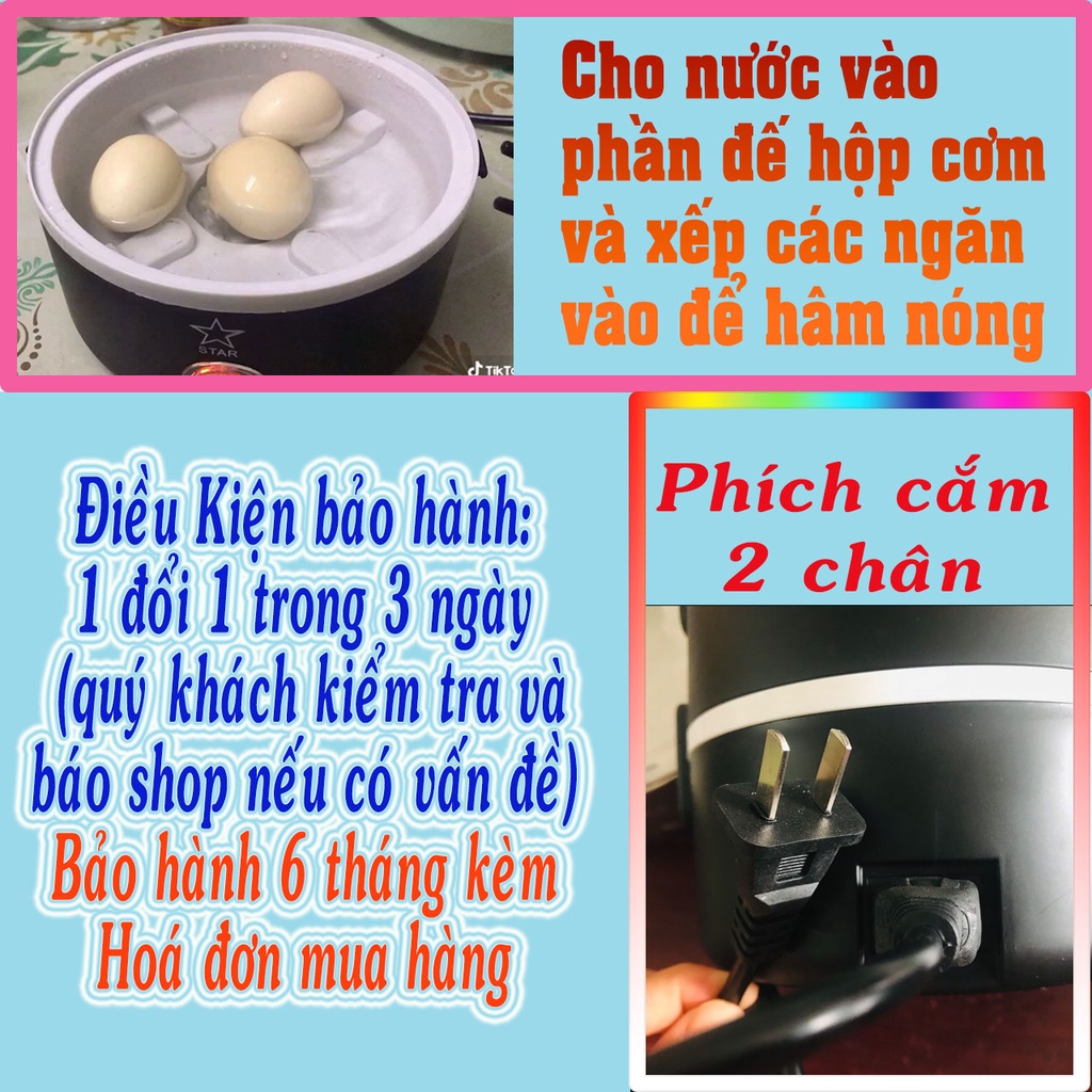 Hộp cơm hâm nóng 2 tầng 4 cốc Hộp cơm Văn phòng cắm điện inox 3 tầng | Cà mèn đựng cơm