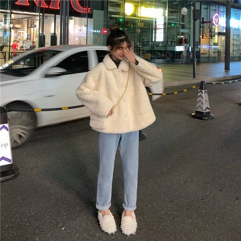 Áo Khoác Dạ Lông Cừu Siêu Dày Xù Cúc Ngọc