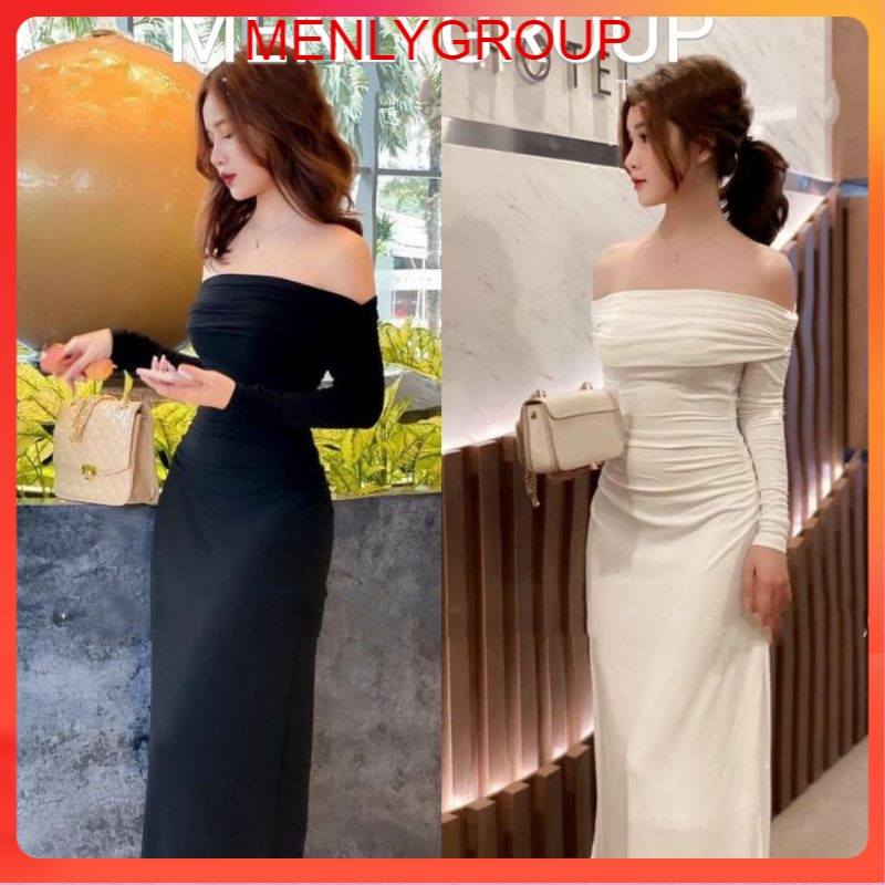 Đầm trễ vai tay bèo siêu sang về 2 màu