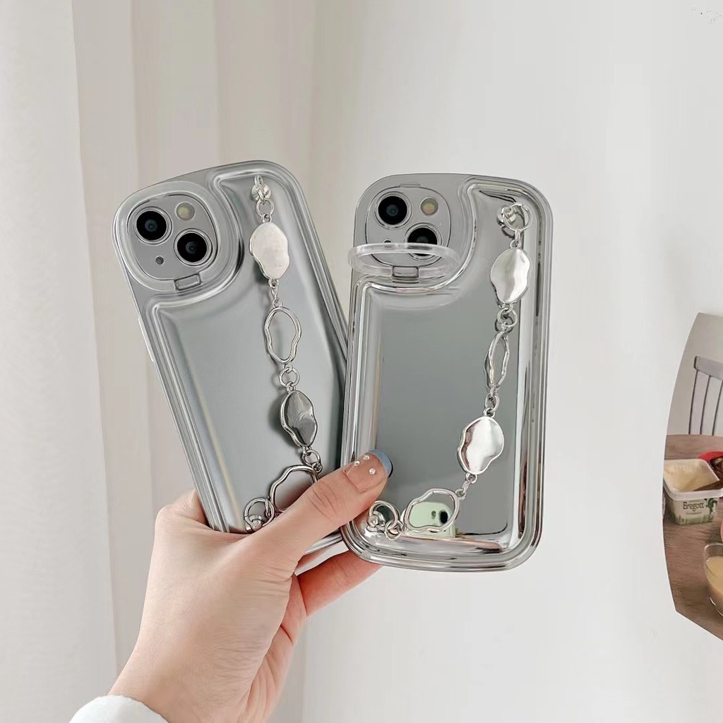 Ốp Điện Thoại Mềm Mạ Bạc In Hoạt Hình Kèm Dây Đeo Cho iphone 12 pro max 11 pro max 14Pro max