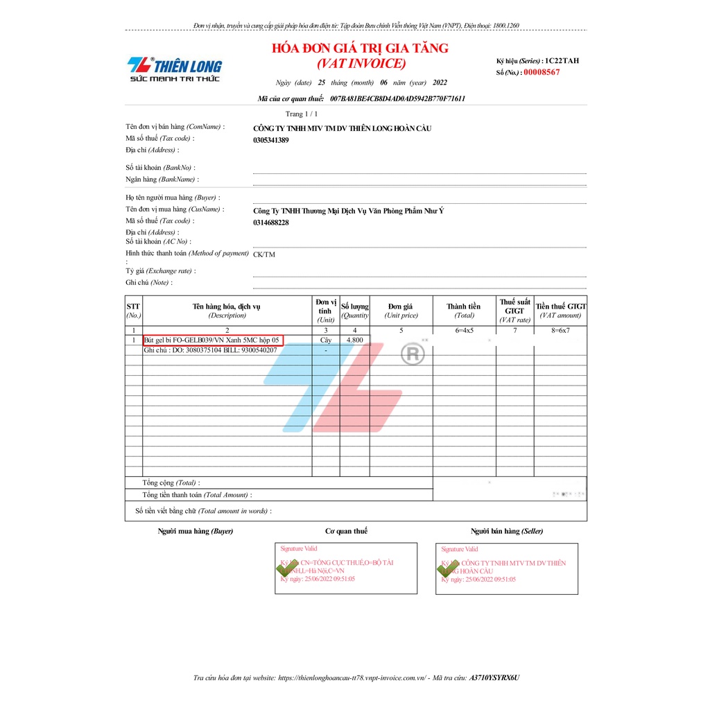 Bút gel B màu Pastel Thiên Long Flexoffice Pazto FO-GELB039/VN - Mực xanh