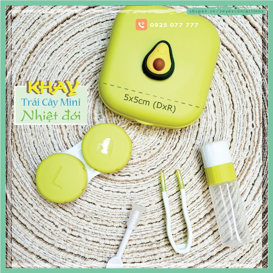 Set MINI khay đựng + dụng cụ đeo kính áp tròng giá rẻ Trái cây nhiệt đới, Ann 365 lens