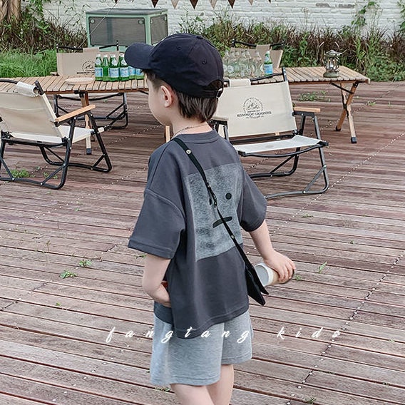 Bộ Đồ Thể Thao Áo Thun Tay Ngắn Phối Quần Short Thời Trang Cho Bé Trai
