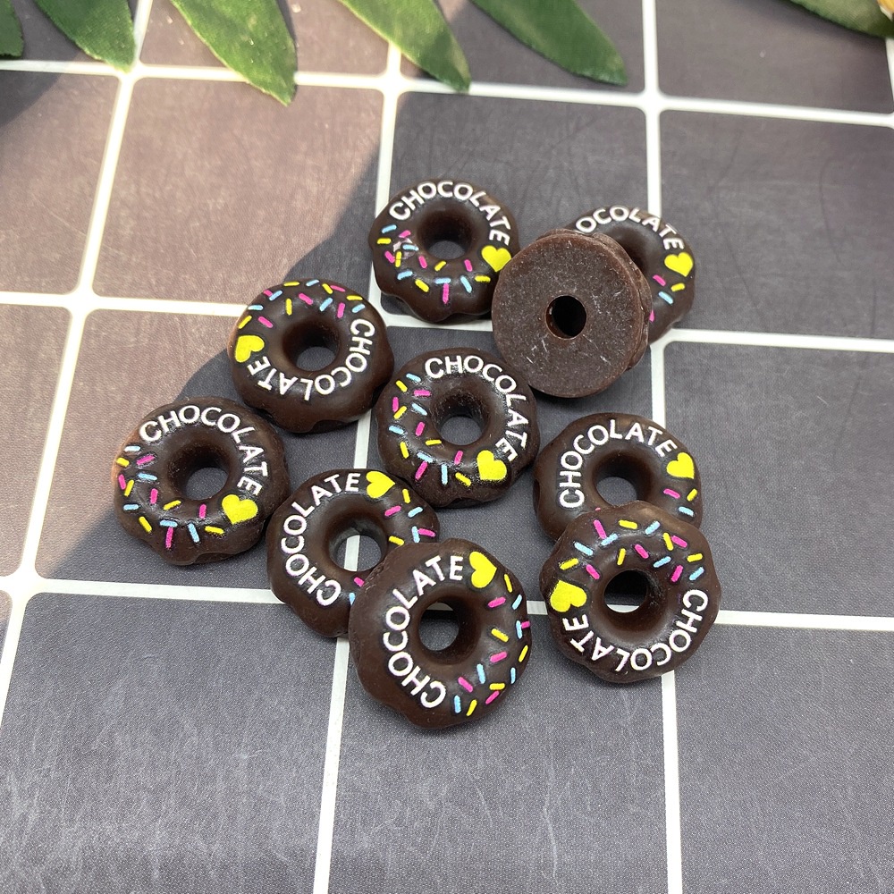 Set 10 phụ kiện trang trí điện thoại hình bánh donut bằng nhựa xinh xắn