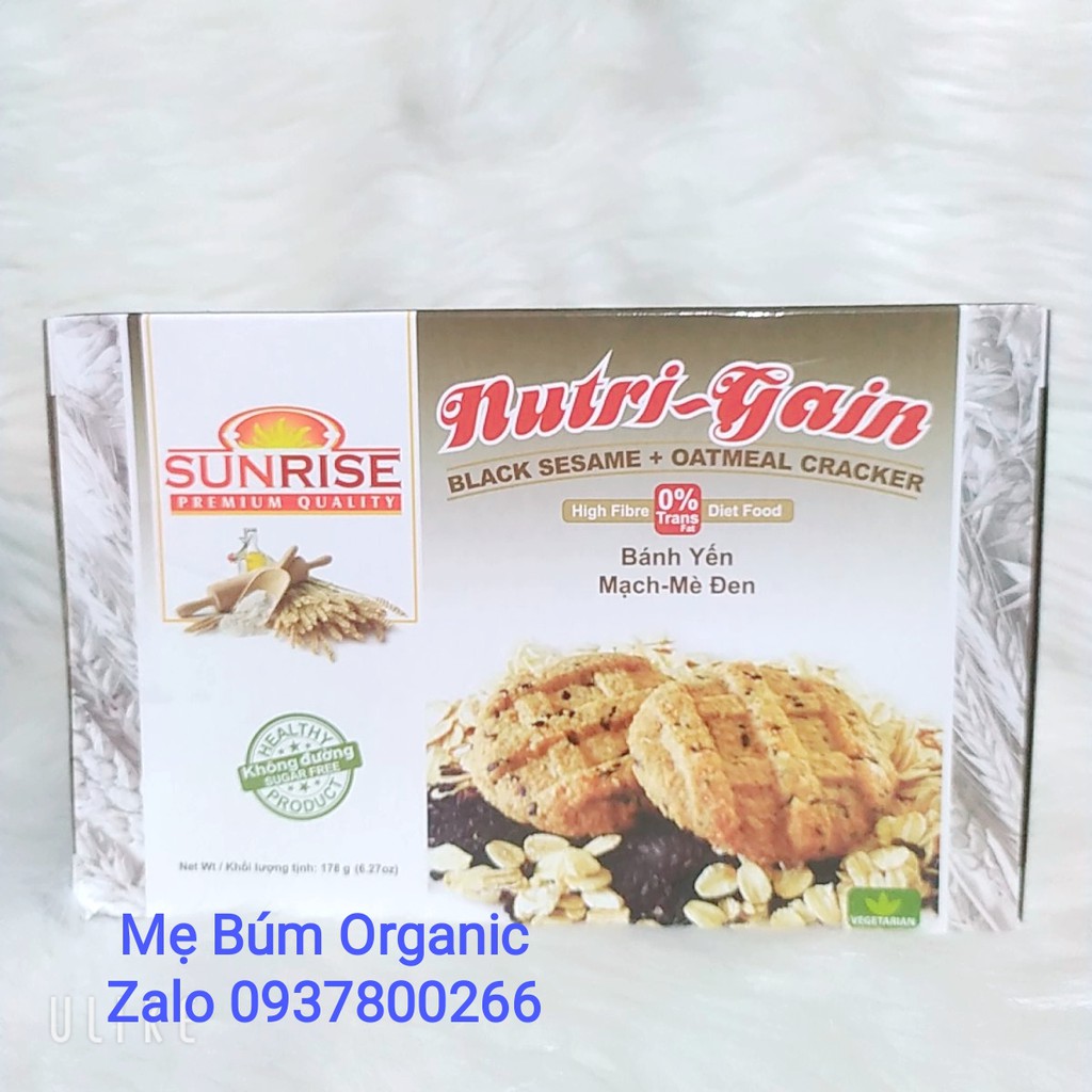 [ HCM Giao Hỏa Tốc] Bánh Yến Mạch - Mè Đen Nutri - Gain, Dành Cho Người Ăn Kiêng, Tiểu Đường Hộp 178g ( 16 bánh)