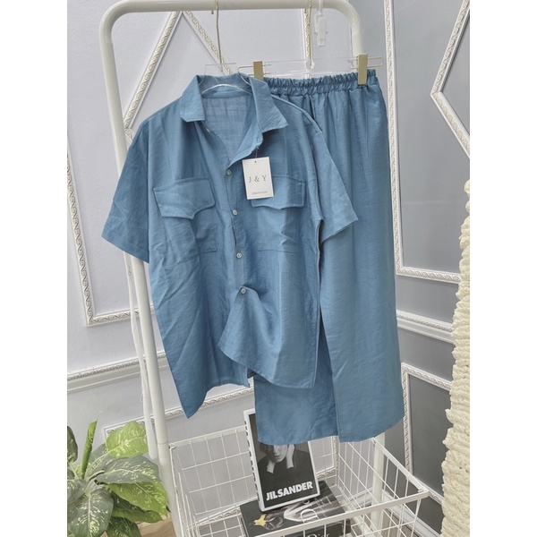 Sét đũi quần suông rộng