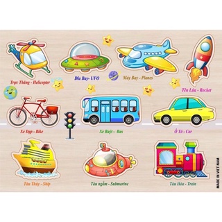 Bảng ghép hình núm gỗ cho bé