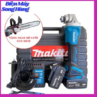 Máy mài pin makita 118v tặng lưỡi cưa xích gắn máy mài chainsaw - máy mài góc, máy cắt cầm tay