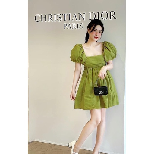 Đầm babydoll tay phồng nơ lưng