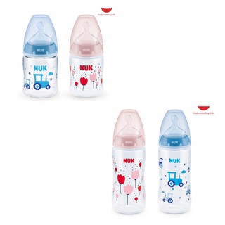 Bình sữa cảm biến nhiệt nuk nhựa pp, bình sữa báo nóng nuk 150ml, 300 ml núm s1-m, s2-m