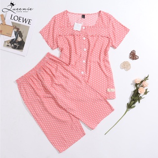 Bộ tole lanh mặc nhà nữ lửng cổ vuông cài nút tiểu thư - Đồ mặc nhà Queenie