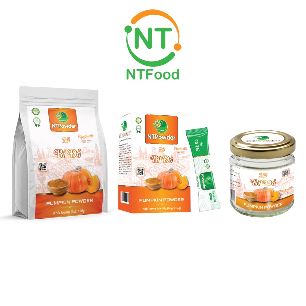 [Mã BMBAU50 giảm 7% đơn 99K] Bột Bí Đỏ sấy lạnh nguyên chất NTPOWDER - Nhất Tín Food