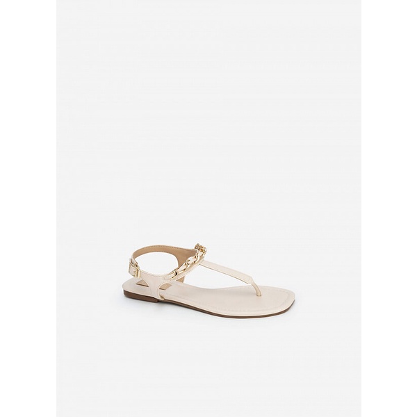 Vascara Giày Sandal T-Strap Quai Phối Xích - SDK 0321 - Màu Be