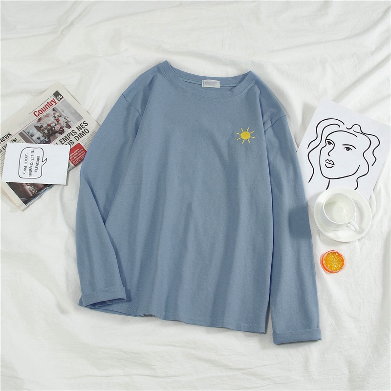 Áo thun IELGY tay dài thêu họa tiết thời trang