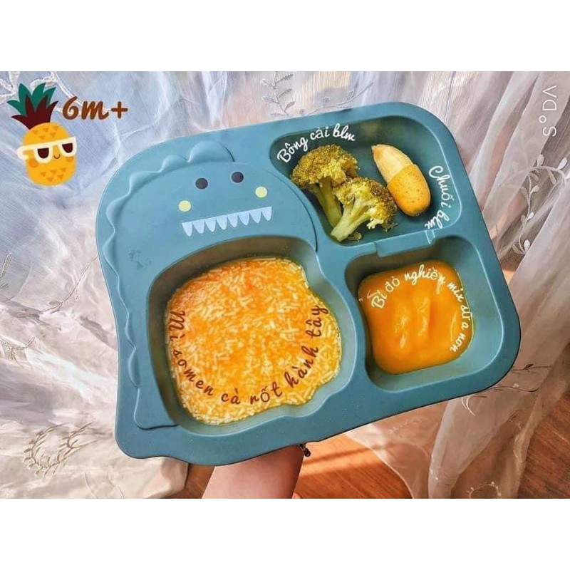 Set khay ăn dặm hình KHỦNG LONG 6 chi tiết NPP Baby Tôm