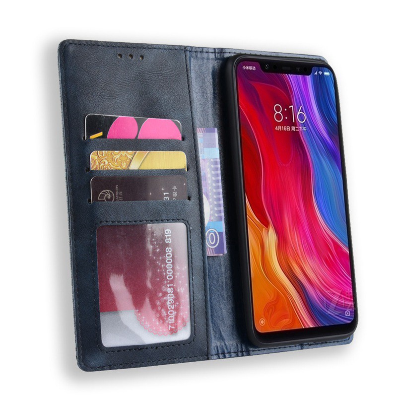 Bao da điện thoại dạng ví trơn cho Xiaomi Mi 8